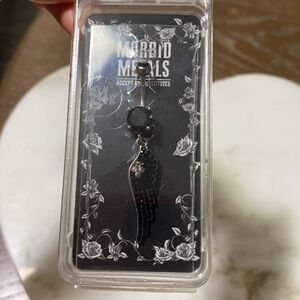 🆑 Morbid Metals 14g Navel Black Angel Wing Belly Bottom Piercing